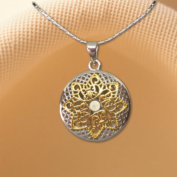 Fleur-de-Lis Mandala Design ViP®Encoded Sterling Silver Pendant for Biofield Protection Supplied on 18" chain. All 925 Sterling Silver